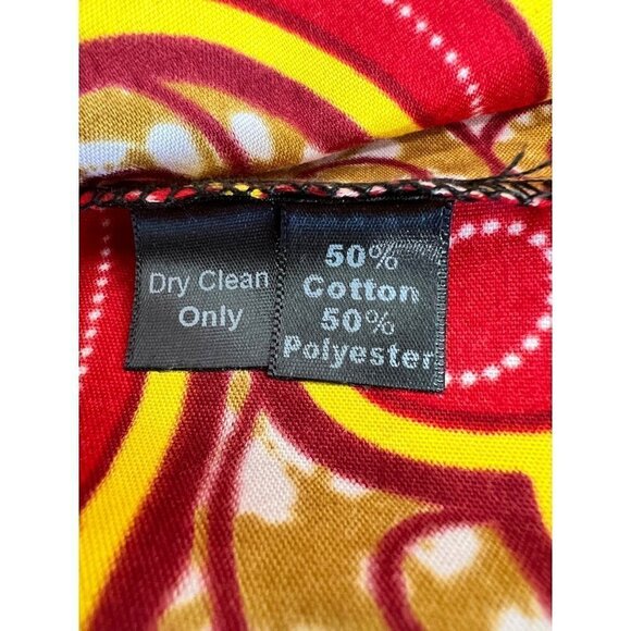 New The Oula Company Size M Print Tiered Maxi Dress Red Yellow - Picture 11 of 13